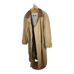 Brooks Brothers Men's Trench Coat Zip Out Wool Lining Size XL Tan DISCOLORING